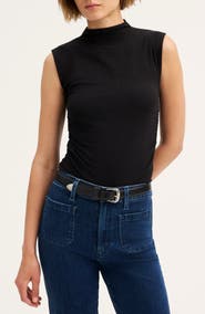 Madewell Ruched Mock Neck Sleeveless Top