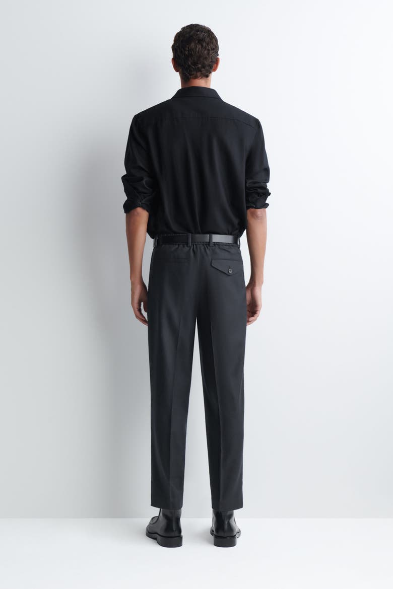 Pleated Wool Relaxed-fit Straight-leg Pants, Alternate, color, NAVY