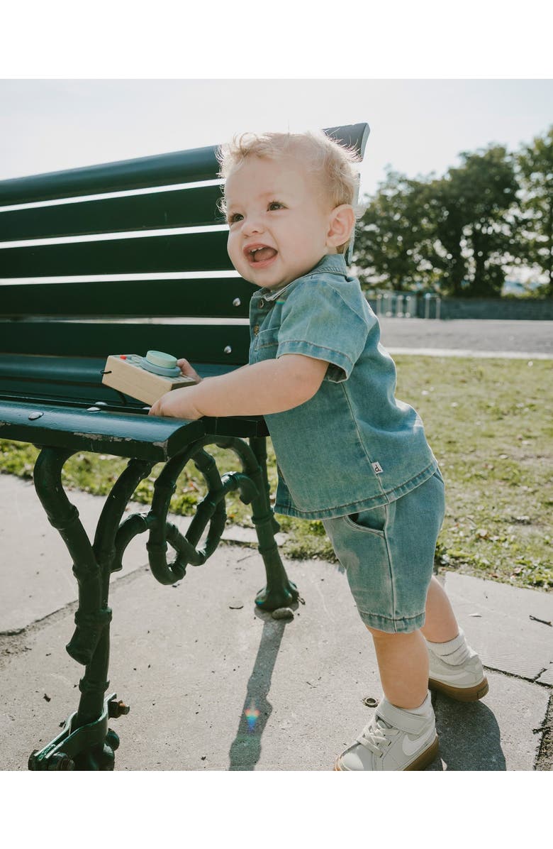 Deux par Deux Light Blue Chambray Top and Short Set, Alternate, color, Light Blue Denim