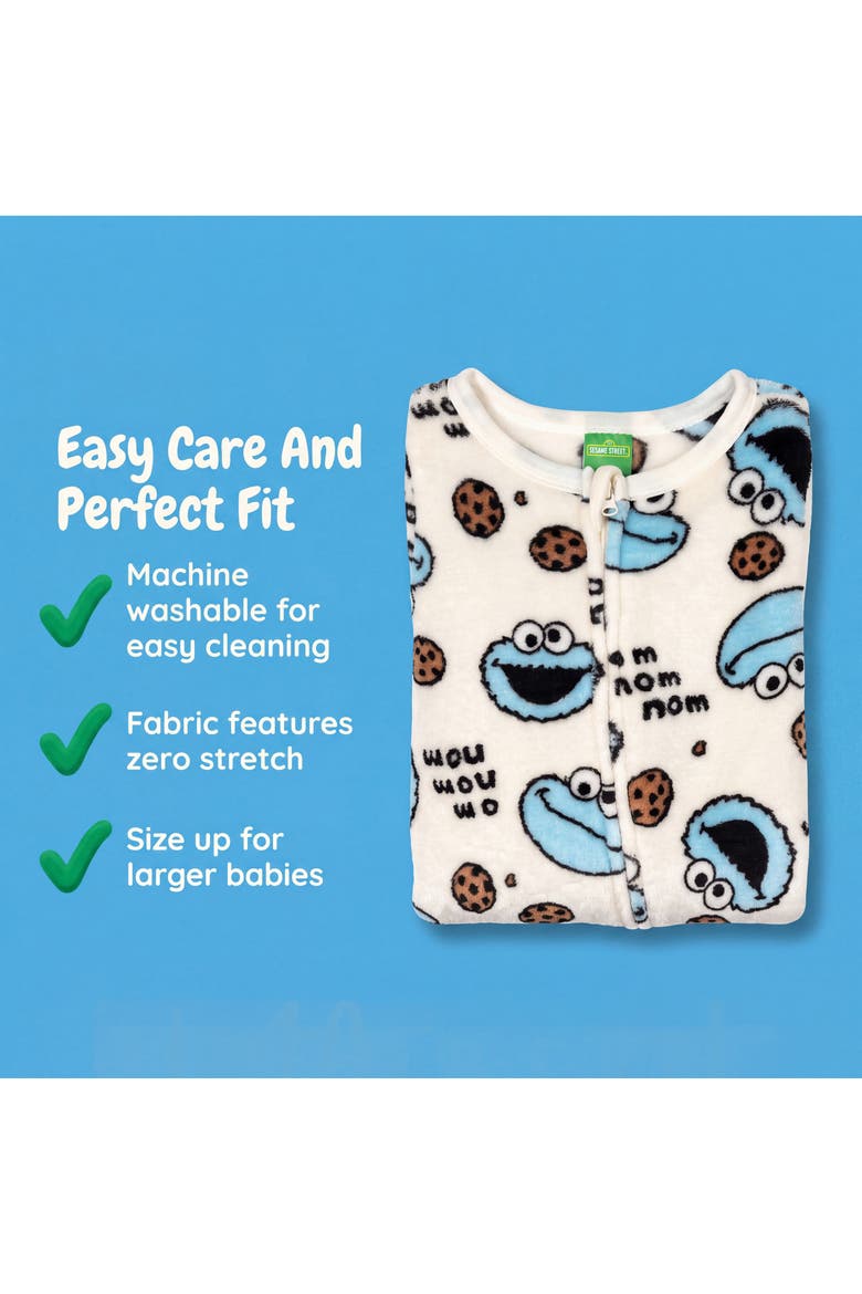 Zip-Up Footed Sleep N' Play Coverall, Alternate, color, Ivory Cookie Monster