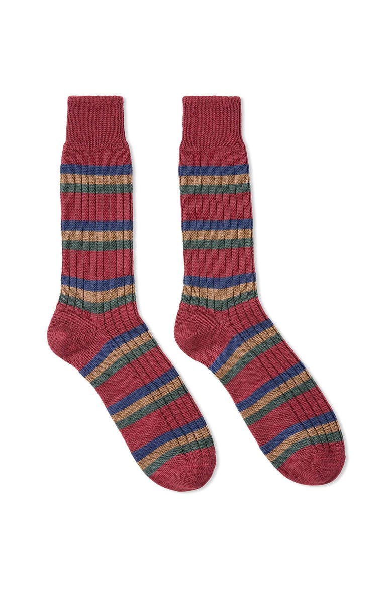 Cotton Stripe Sock, Alternate, color, DARK RUST