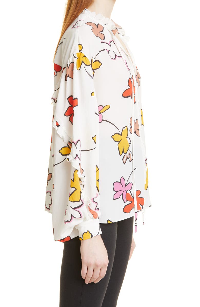 Ted Baker London Thurso Floral High-Low Blouse, Alternate, color, White