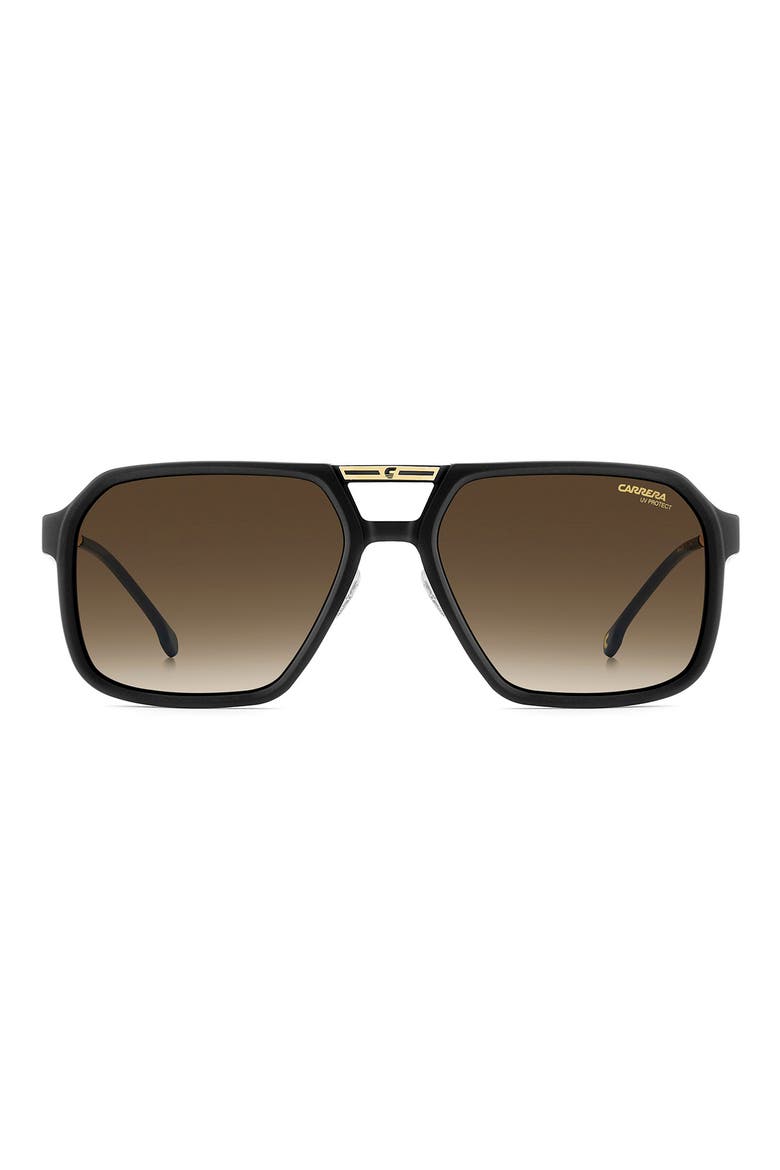 Victory 59mm Gradient Square Sunglasses, Main, color, BLACK/ GOLD/ BROWN/ GREEN