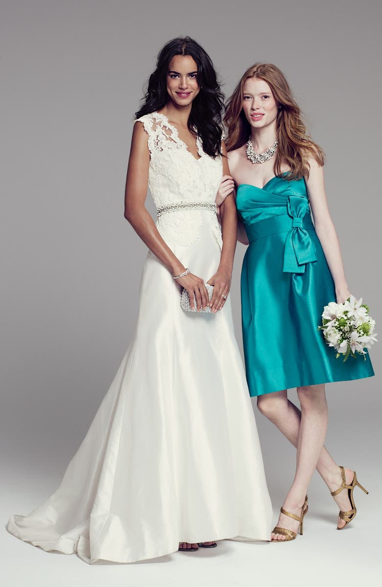 Cara Chiffon & Faux Pearl Sash, Alternate, color, 