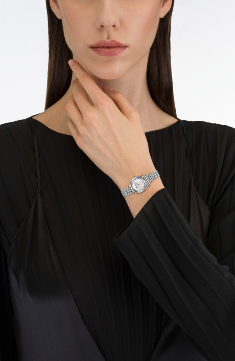 FERRAGAMO Gancini Twisted Bracelet Watch, 23mm, Alternate, color, Silver/ Stainless Steel