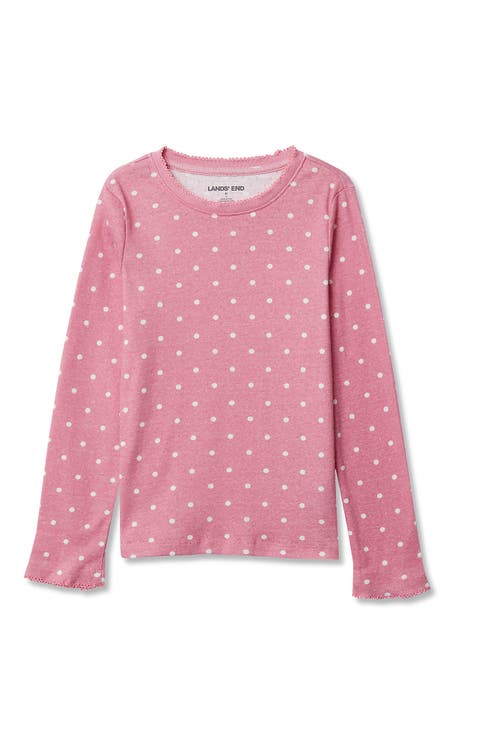 Girls Long Sleeve Pointelle Knit Shirt