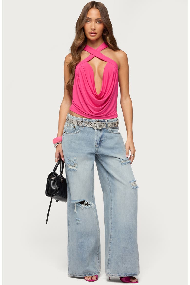 Maise Cowl Neck Open Back Top, Alternate, color, PINK