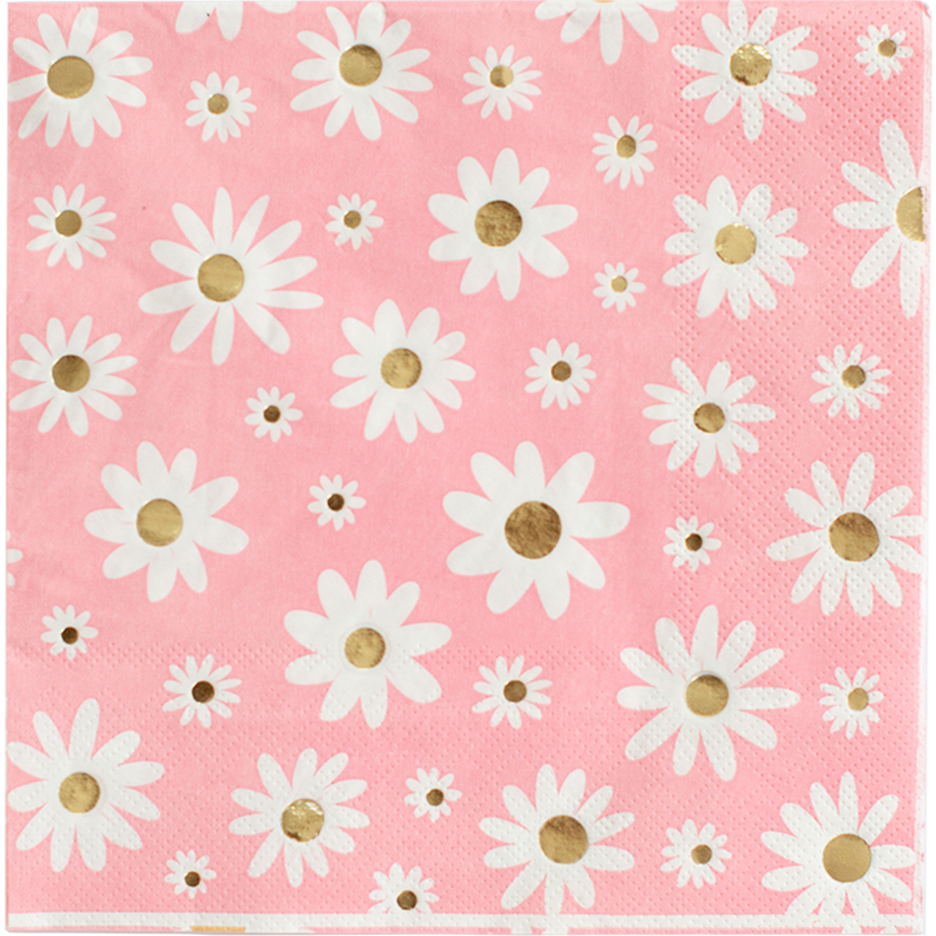 Jollity & Co Peace & Love Daisy Large Napkins In Assorted Pre-pack