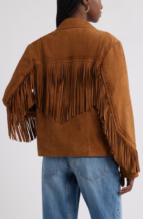 Treasure & Bond Fringe Suede Jacket In Brown