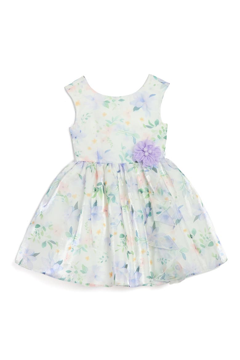 Kids' Watercolor Organza Party Dress, Main, color, WHITE/ LILAC