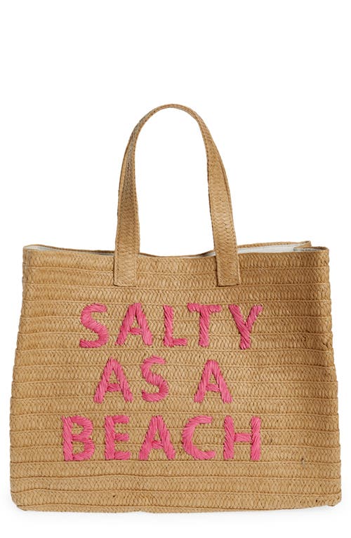Btb Los Angeles Salty As A Beach Straw Tote In Brown