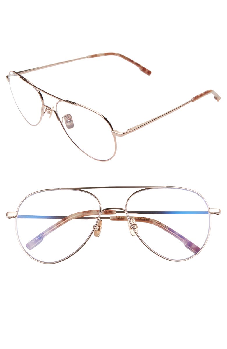 DIFF Karter 58mm Blue Light Blocking Aviator Glasses, Main, color, 