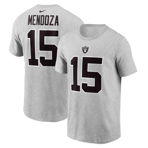 Men's Nike Fernando Mendoza Heather Gray Las Vegas Raiders Name & Number T-Shirt
