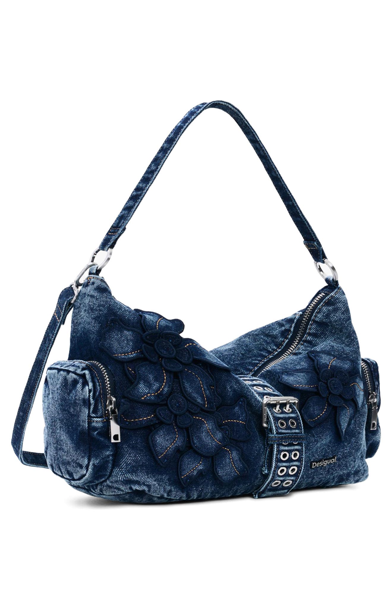Desigual Denim Shoulder Bag, Alternate, color, Dark Blue