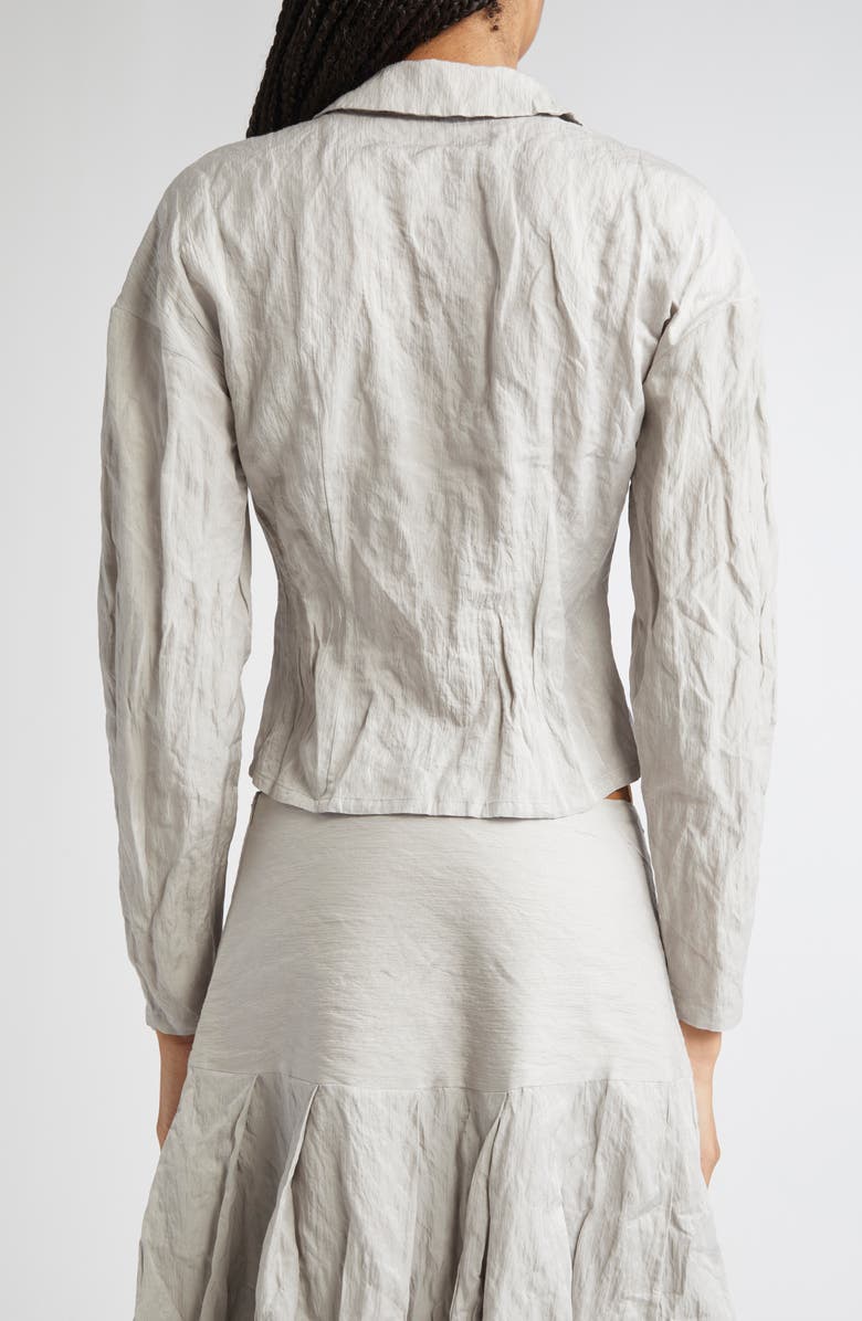 Paloma Wool Aneko Crinkle Cotton Blend Crop Button-Up Shirt, Alternate, color, Grey