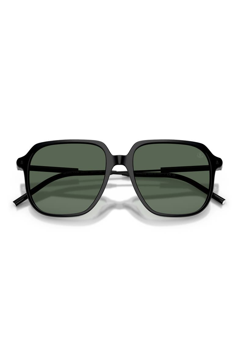54mm Pilot Sunglasses, Alternate, color, SHINY BLACK / DARK GREEN SOLID