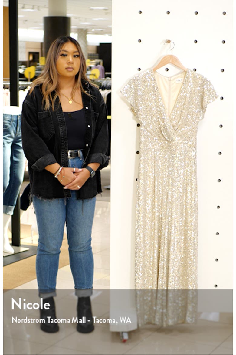 Sequin Flutter Sleeve Jumpsuit video