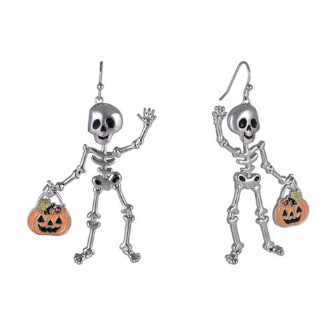 Halloween Friendly Skeleton and Candy Bucket Earrings