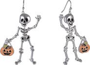 Hallmark Halloween Friendly Skeleton and Candy Bucket Earrings