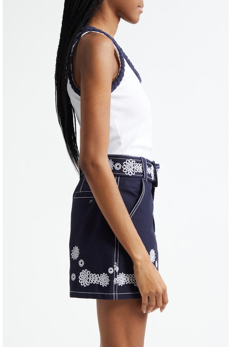 Braided Trim Stretch Cotton Tank, Alternate, color, WHITE/ NAVY