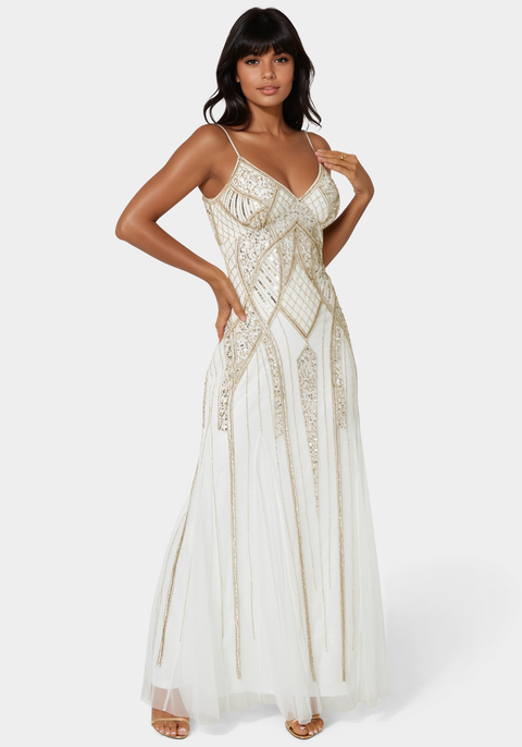 Hand-Beaded Evening Gown
