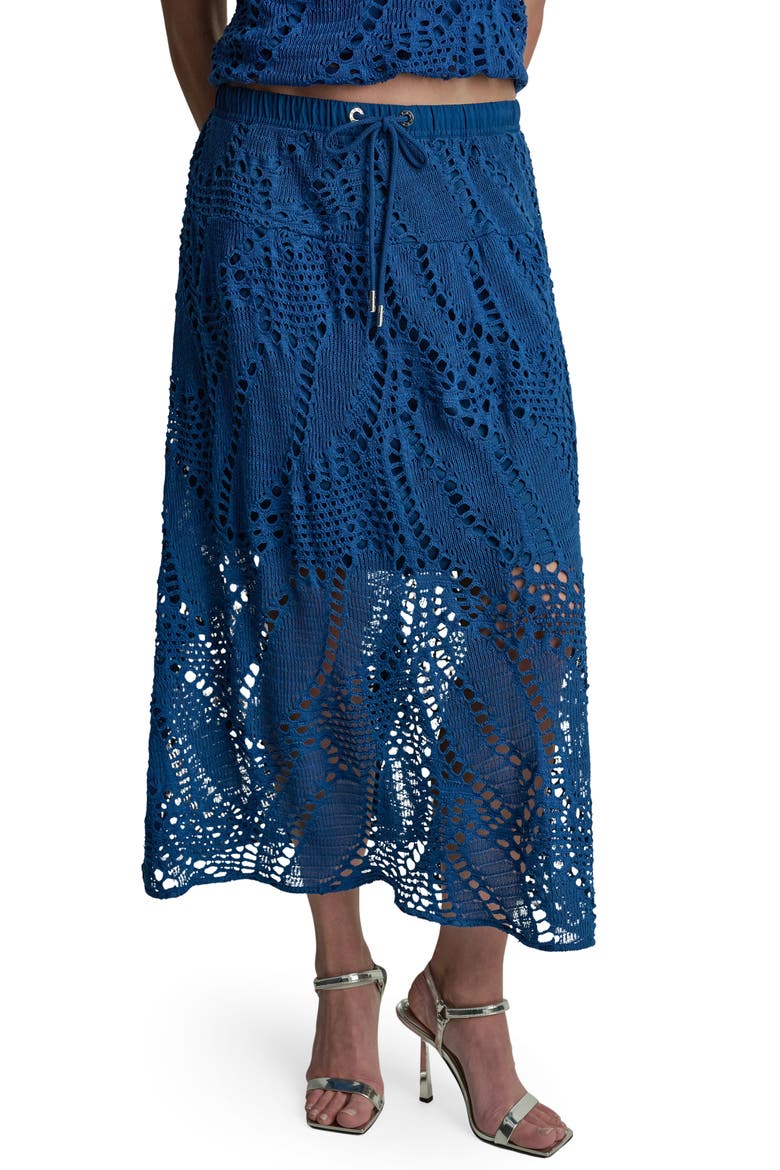 Crochet Leaf Midi Skirt, Main, color, ADMIRAL