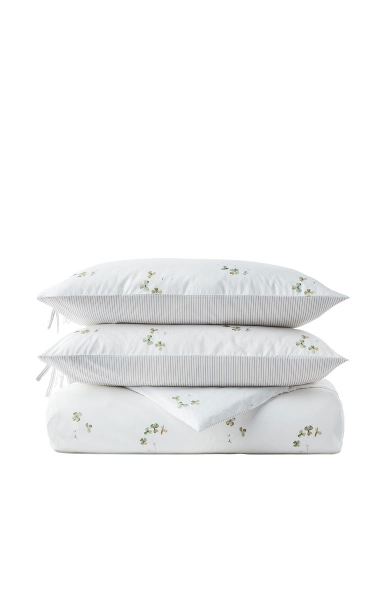 CHRISTY Clover Romantic Floral Striped Reversible Duvet Cover Sets, Main, color, Green