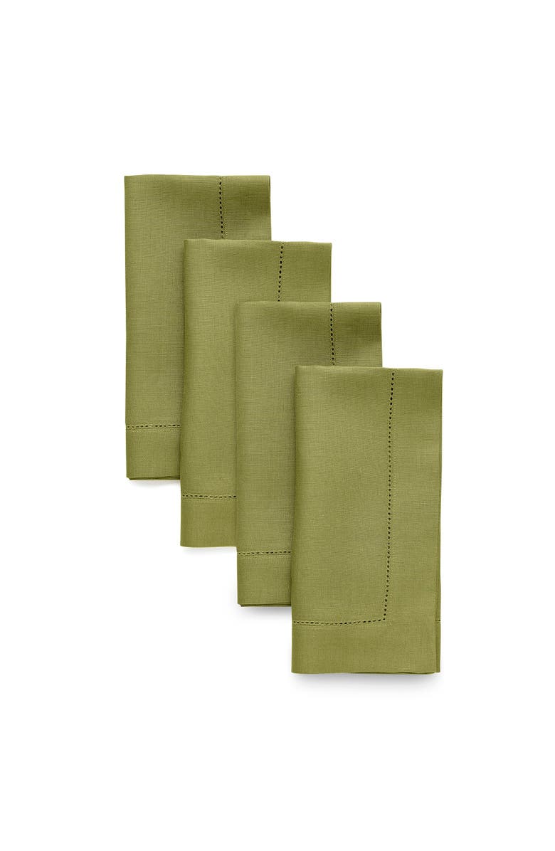 Solino Home Linen Dinner Napkins - Classic Hemstitch, Main, color, Avocado