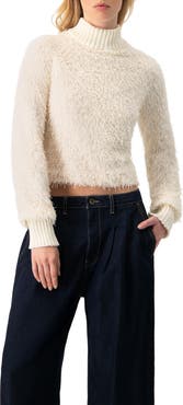 IVONNE Long Sleeve Fringe Blouse with Ribbed High Neck