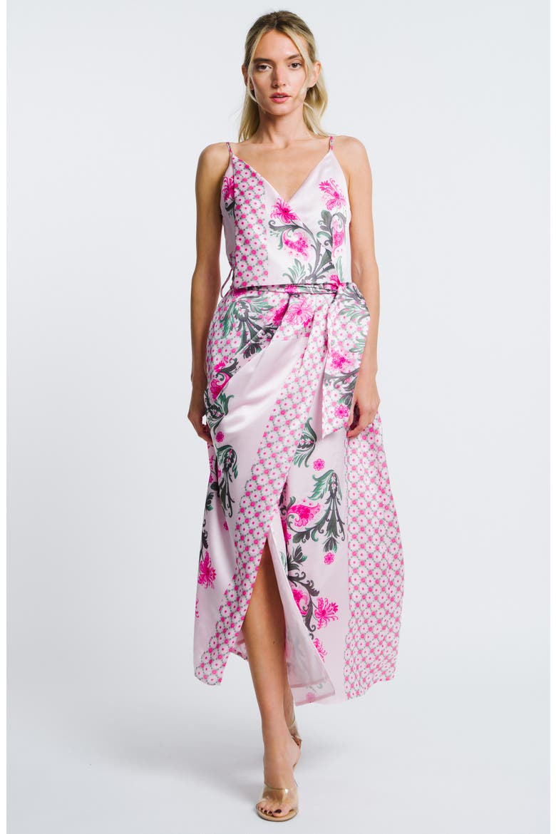 Clillian Floral Print Faux Wrap Dress, Alternate, color, PINK MULTI