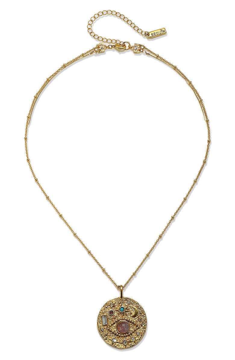 Sequin Illumination Talisman Medallion Necklace, Main, color,