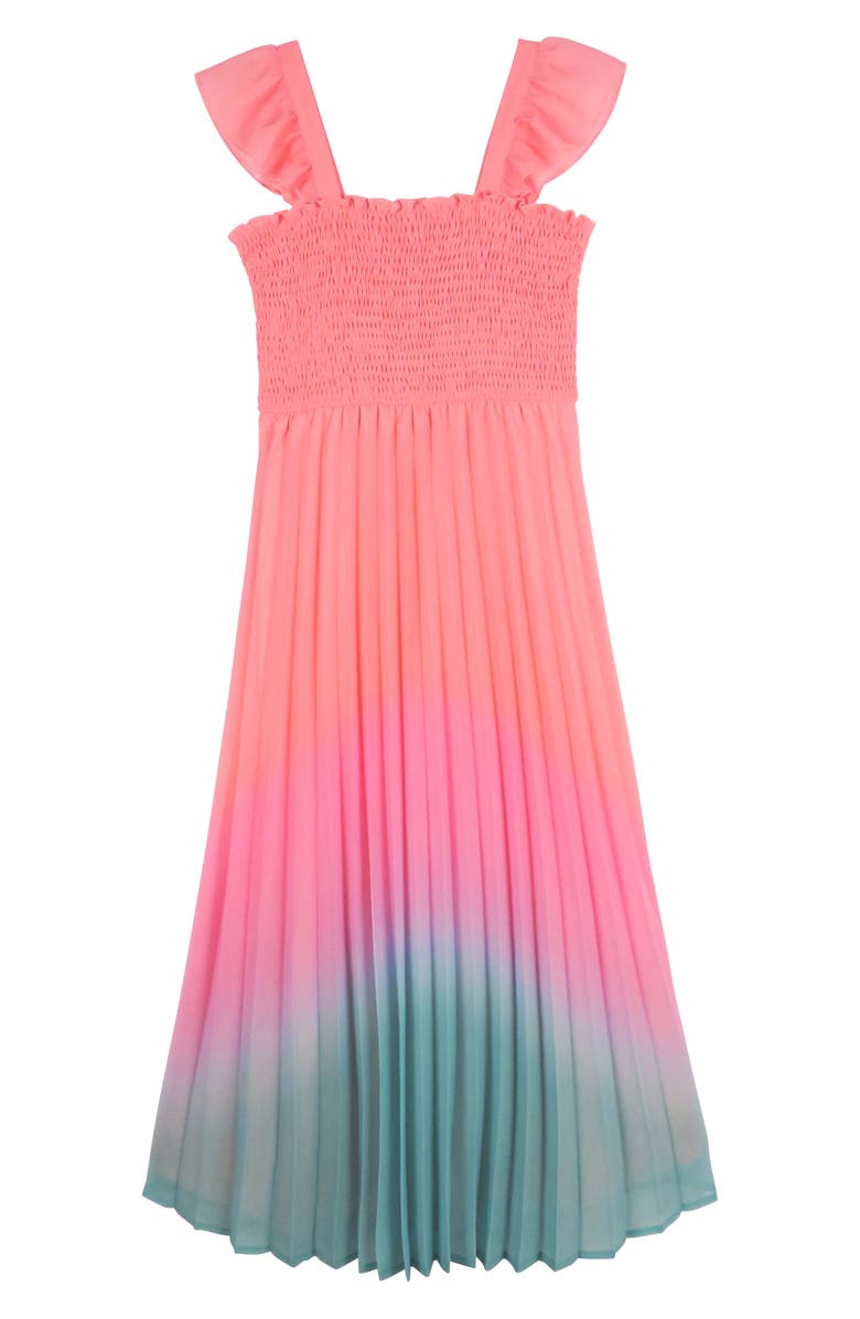 Zunie Kids' Ombré Pleated Maxi Dress, Main, color, 