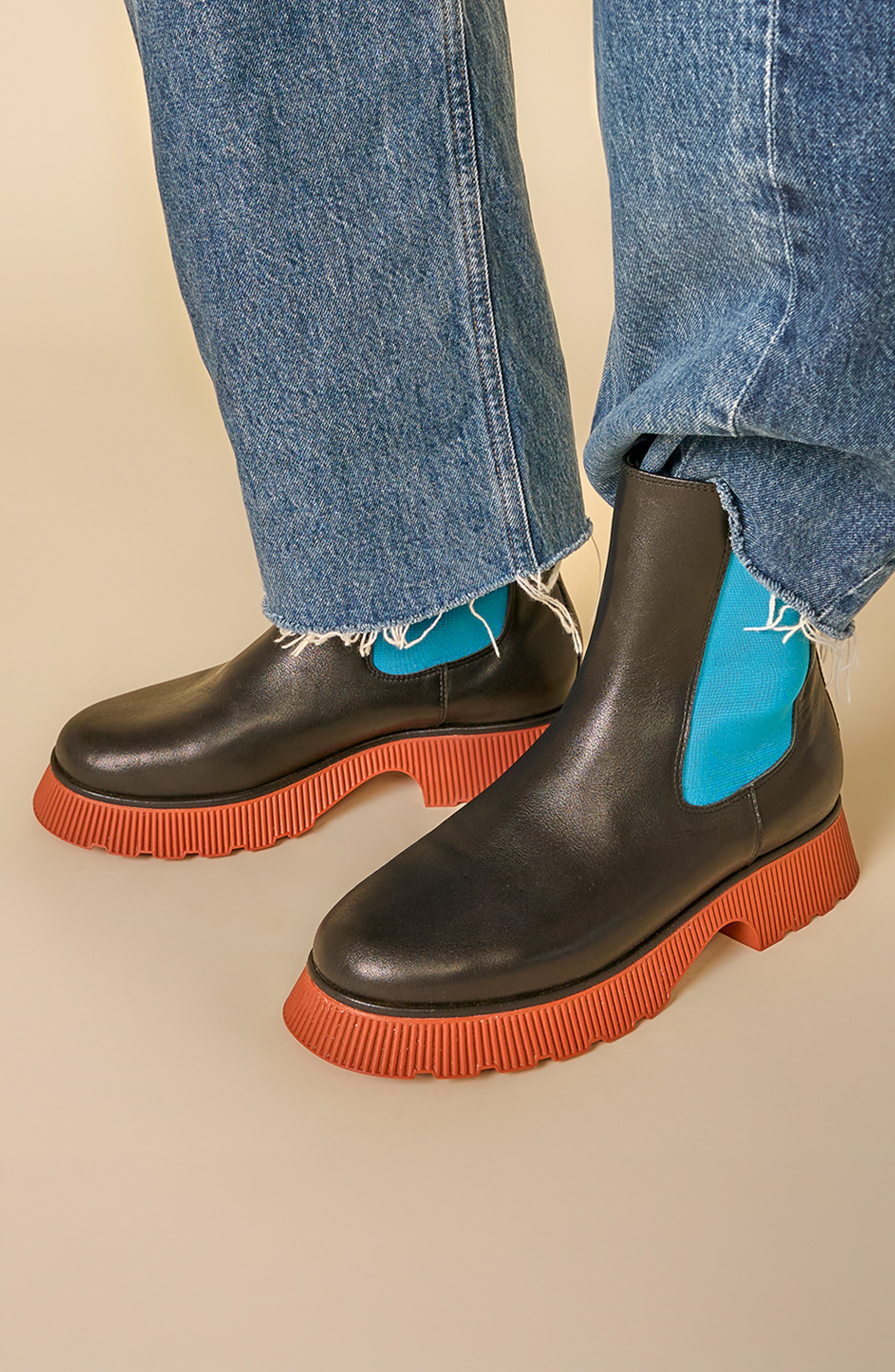 Charlotte Stone Esmee Lug Sole Chelsea Boot, Alternate, color, Black