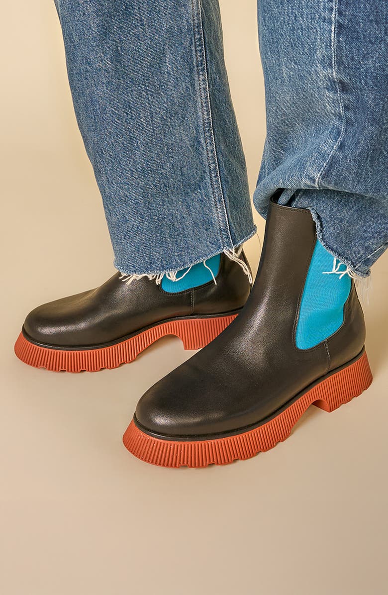 Charlotte Stone Esmee Lug Sole Chelsea Boot, Alternate, color, Black