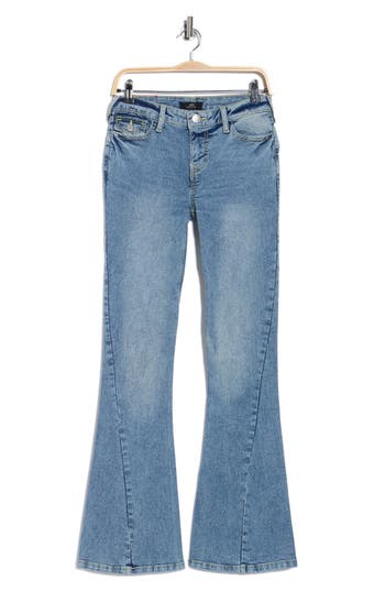 True Religion Joey Mid Rise Flap Pocket Flare Jeans In Blue