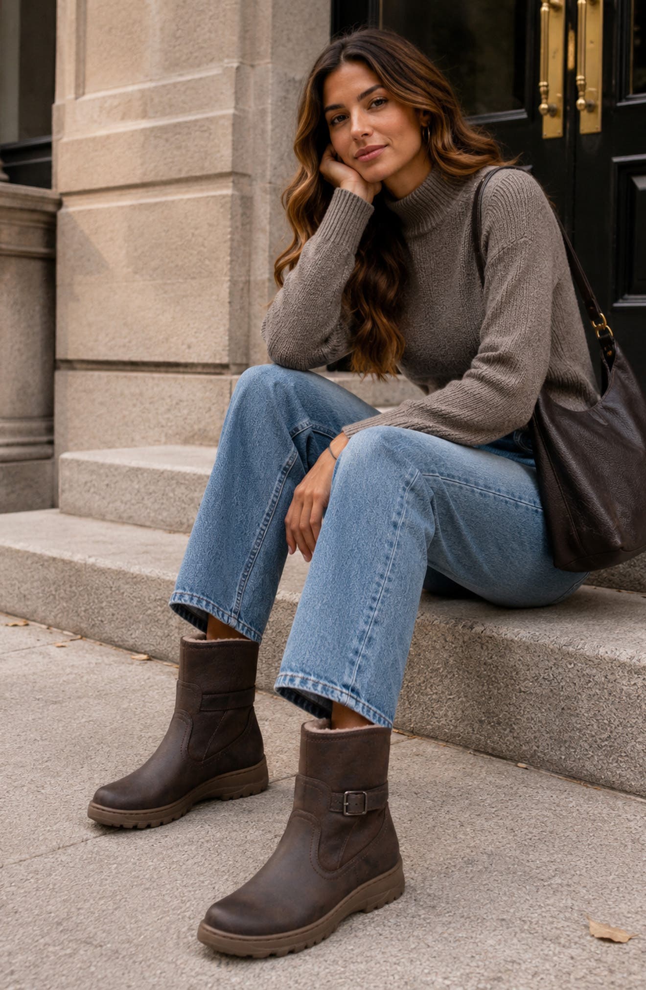 Blake Faux Leather Boot, Alternate, color, BROWN