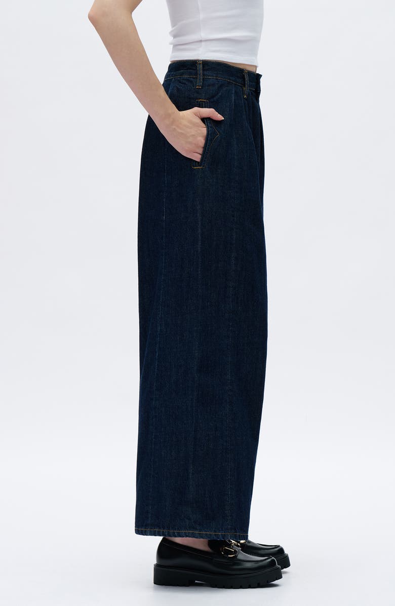 Bayeas Pleated Super High Waist Ankle Wide Leg Jeans, Alternate, color, Rinse Wash