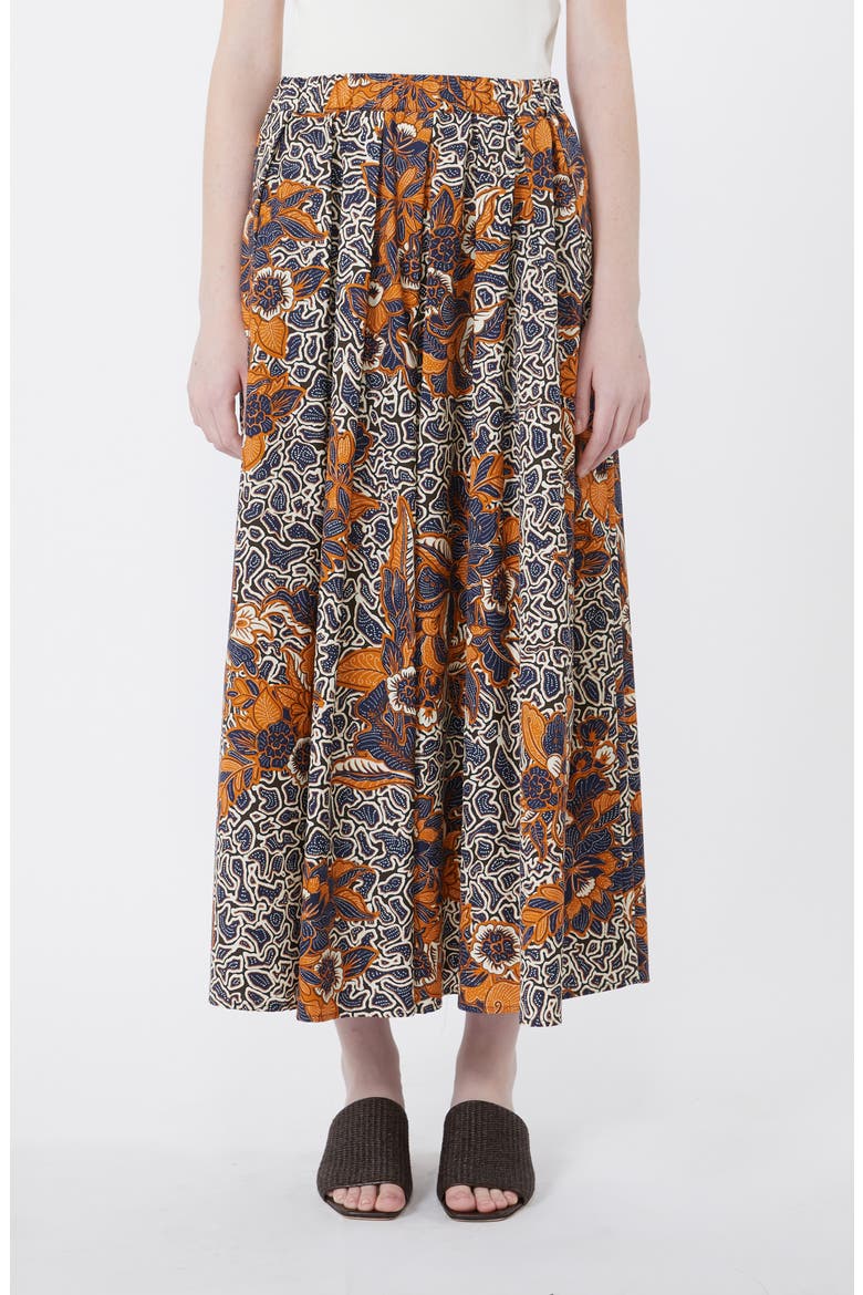 Uomo Paisley Floral Cotton Skirt, Main, color, NAVY