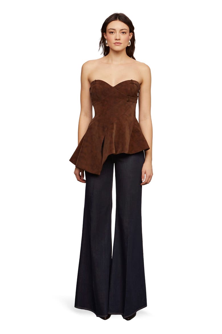 Augusta Bustier Peplum Top, Main, color, Toffee Swirl