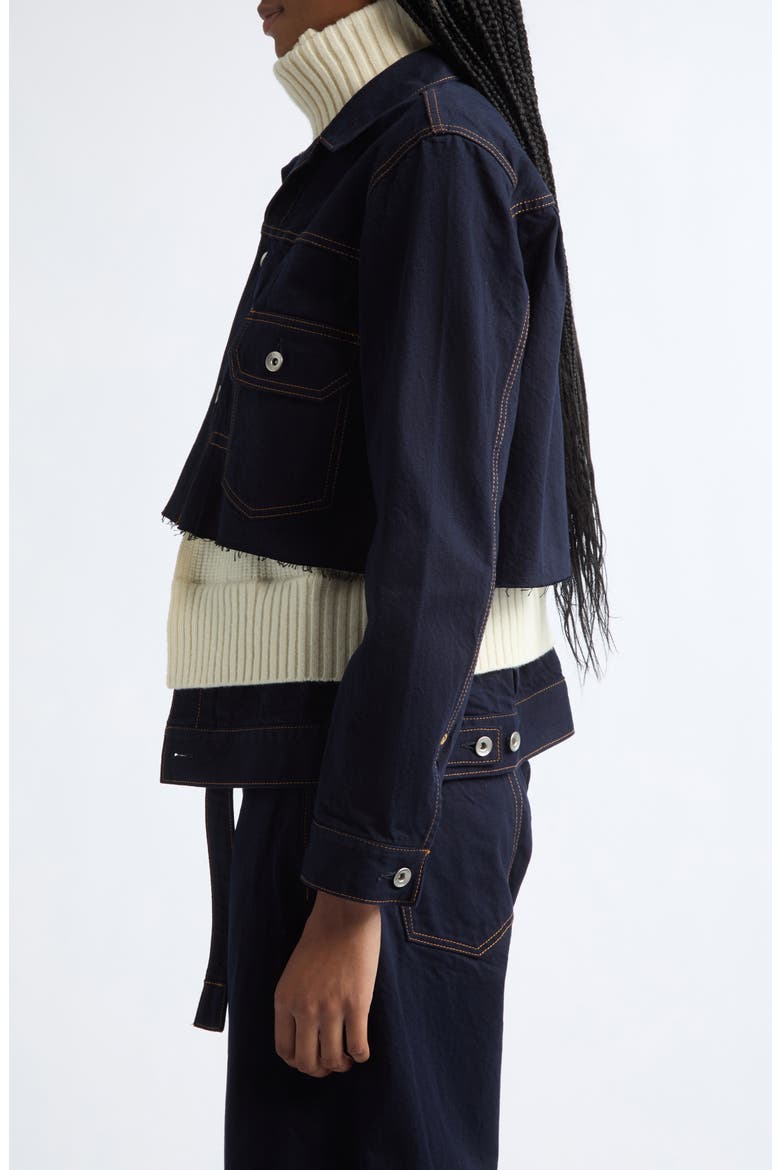 Denim & Wool Knit Jacket, Alternate, color, NAVY/ OFF WHITE