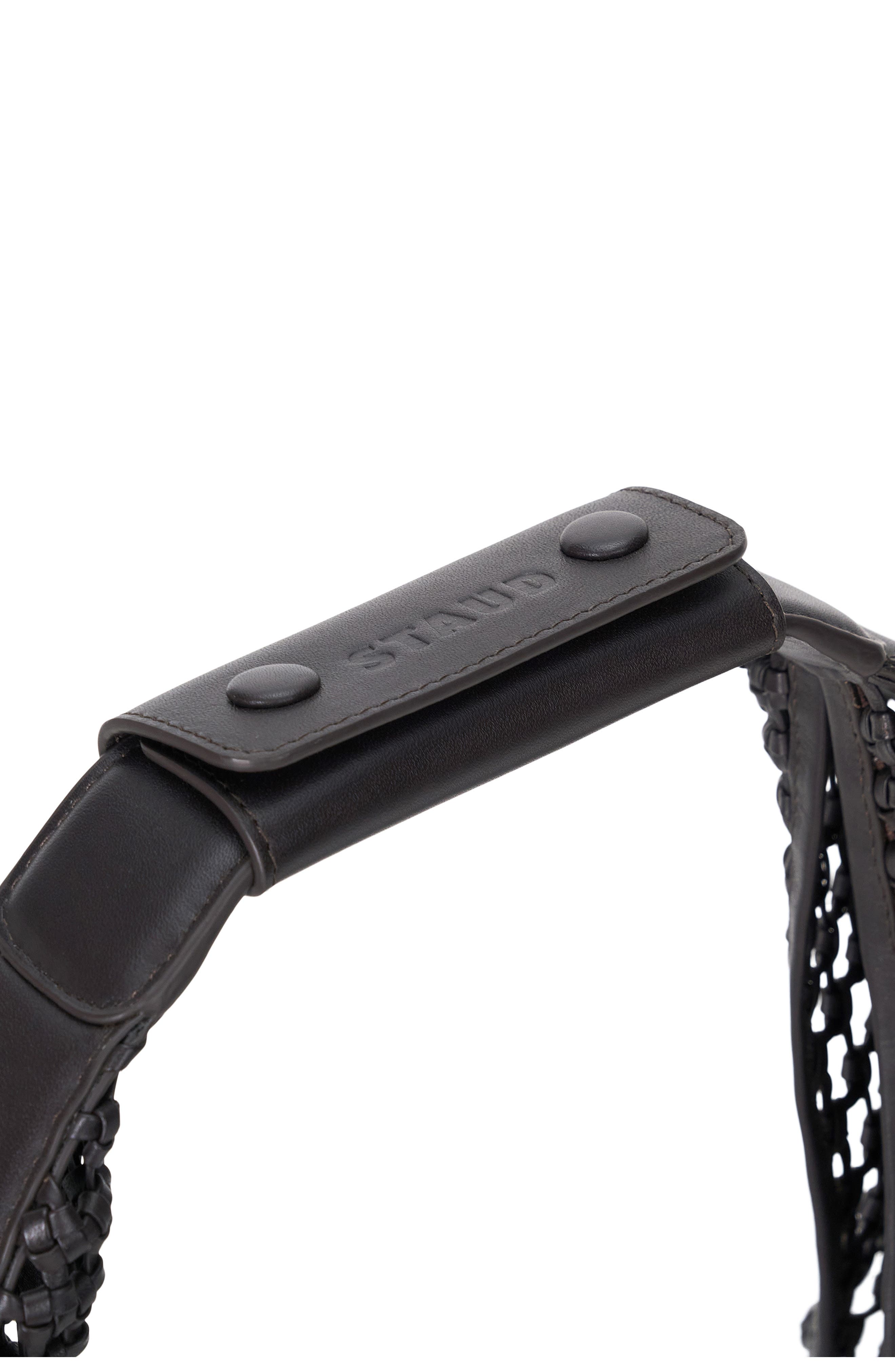 STAUD Moon Woven Leather Top Handle Tote, Alternate, color, Dark Espresso