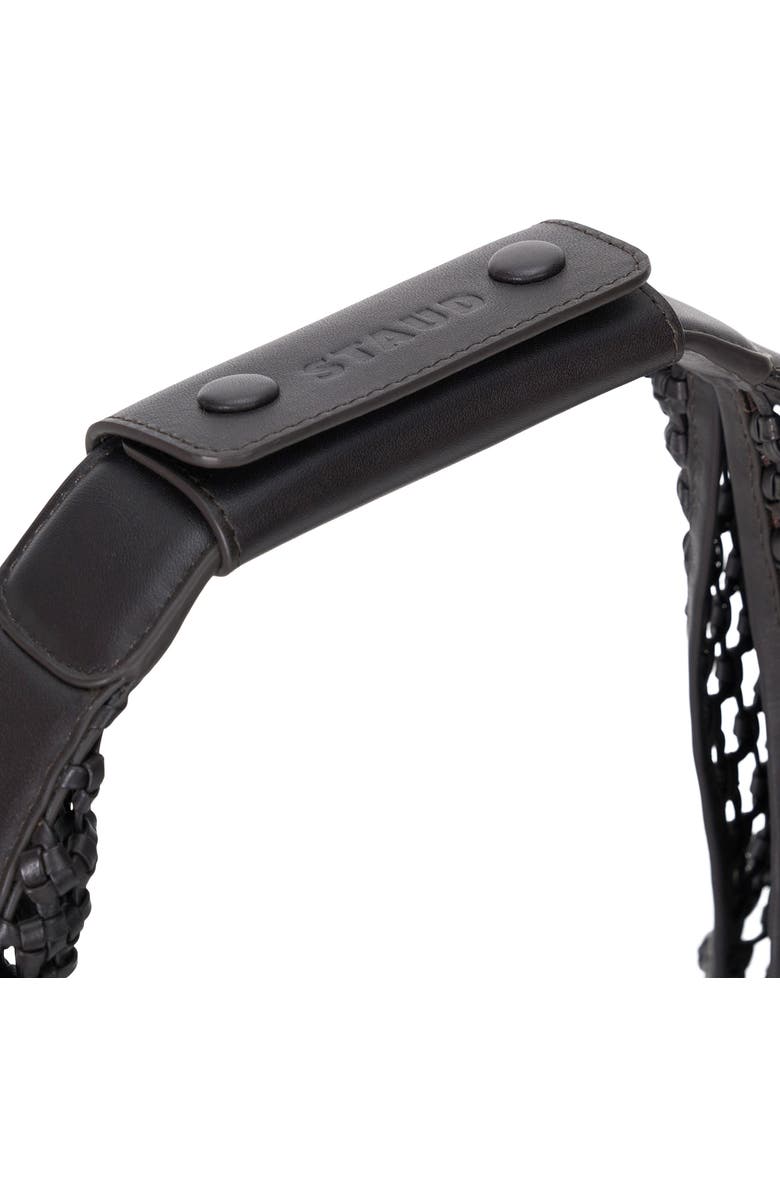 STAUD Moon Woven Leather Top Handle Tote, Alternate, color, Dark Espresso