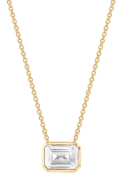 Emerald Cut Lab Created Diamond Necklace - 0.75ctw