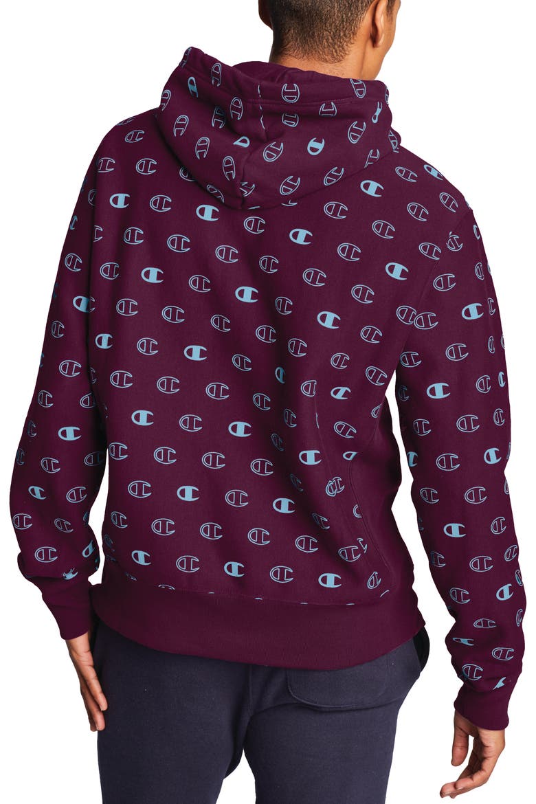 Logo Print Hooded Sweatshirt, Alternate, color, C LOGO SPACED VENETIAN PURPLE