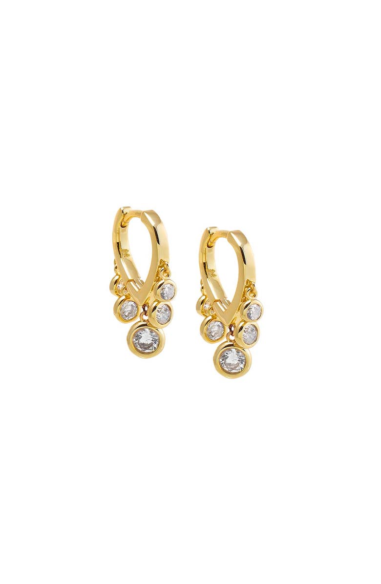 BY ADINA EDEN Graduated CZ Dangling Bezel Huggie Earring, Main, color, 