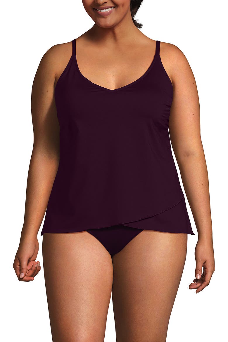 Plus Size DDD-Cup Tulip Hem Tankini Top, Main, color, Dark Wine
