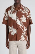 Bottega Veneta Postcard Print Silk Blend Camp Shirt