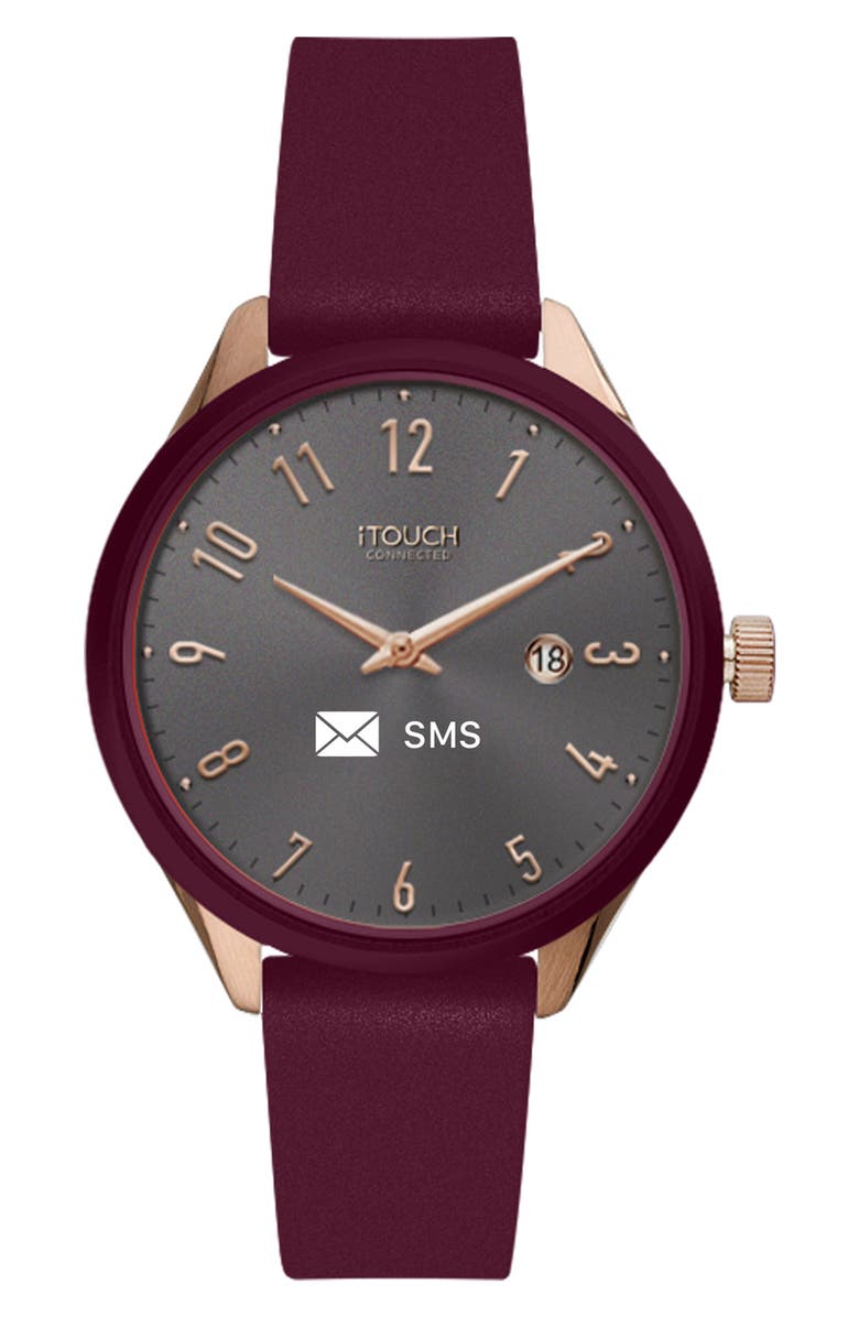 I TOUCH iTouch Connected Hybrid Smartwatch Fitness Tracker: Rose Gold Case with Merlot Leather Strap, 38mm, Main, color, 