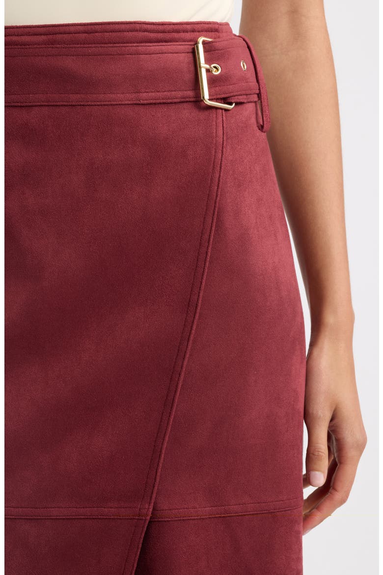 Danica Faux Suede Belted Skirt, Alternate, color, NOIR BERRY