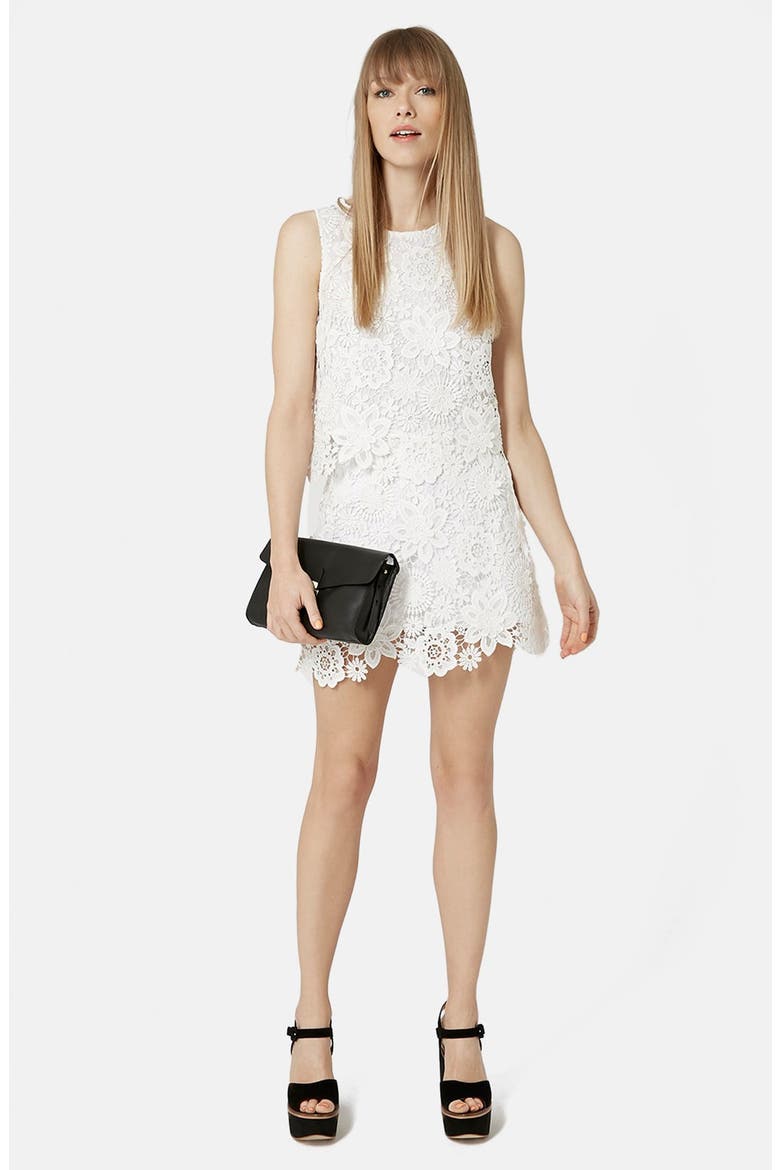 Crochet Lace Shell Top, Alternate, color, WHITE
